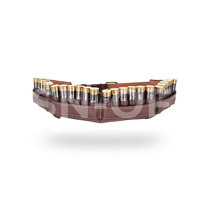 Патронташ открытый "Люкс" К-12, 24 патрона, кожа, св. корич 232-4